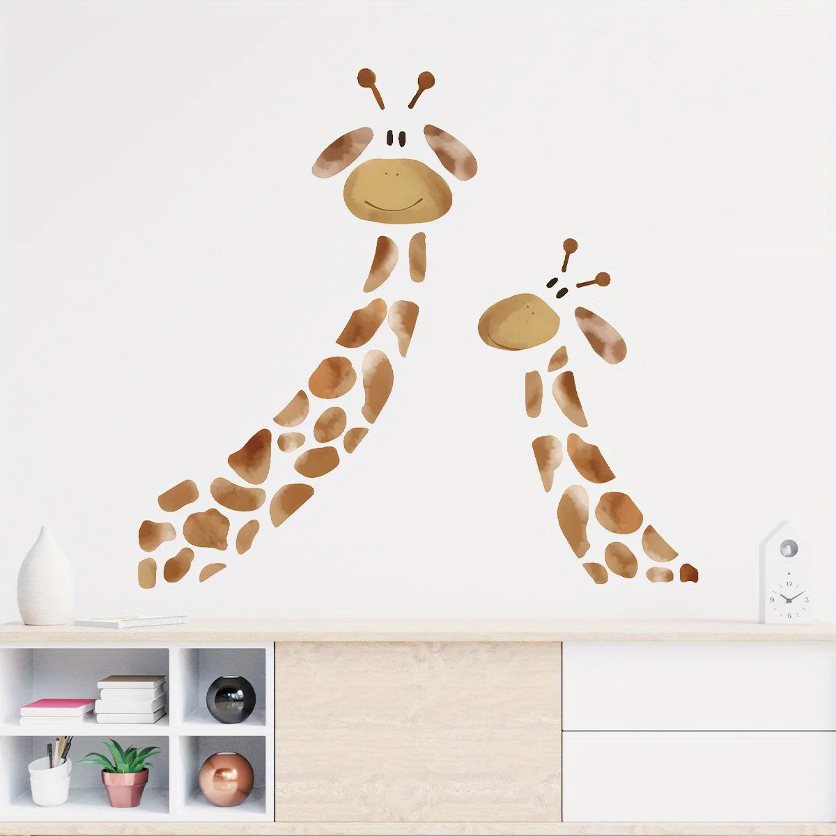 1Pc Cartoon Two Giraffes Wall Decal for Kids-HomeDecorDecals_com