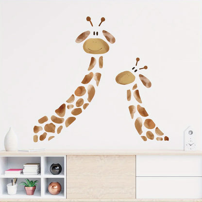 1Pc Cartoon Two Giraffes Wall Decal for Kids-HomeDecorDecals_com