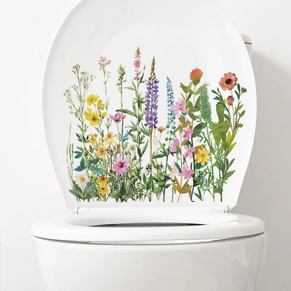 Green Plant Leaves Bathroom Toilet Sticker WC Closestool Wall Sticker Self Adhesive Mural Beautify Flower Home Decoration Decals-HomeDecorDecals_com