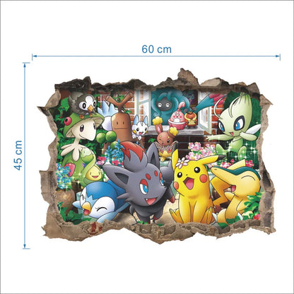 3D Cartoon Pikachu Wall Sticker for Kids Room Decor-HomeDecorDecals_com