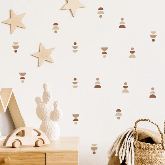 20pcs/set Boho Style Wall Stickers Minimalist Geometric Wall Art Decals Removable Nursery Stickers for Kids Room circle pattern-HomeDecorDecals_com