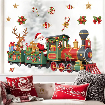 Close-up view of Santa Train Christmas Wall Sticker | Room Decor by HomeDecorDecals.
