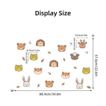1Pc Cartoon Cute Animal Avatar Fox Rabbit Bear Wall Stickers for Kids Room Bedroom Wall Decals Home Decor Living Room Decoration-HomeDecorDecals_com