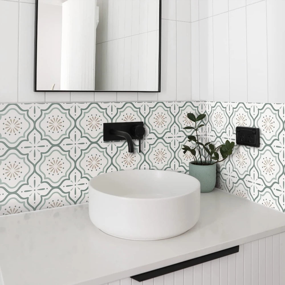 Close-up view of Vinyl Waterproof Tile Decal | Home Decor by HomeDecorDecals.