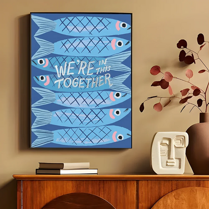 Colorful Sardine Lobster Fish Ocean Animal Self-adhesive Art Poster Retro Kraft Paper Sticker DIY Room Bar Cafe Stickers-HomeDecorDecals_com