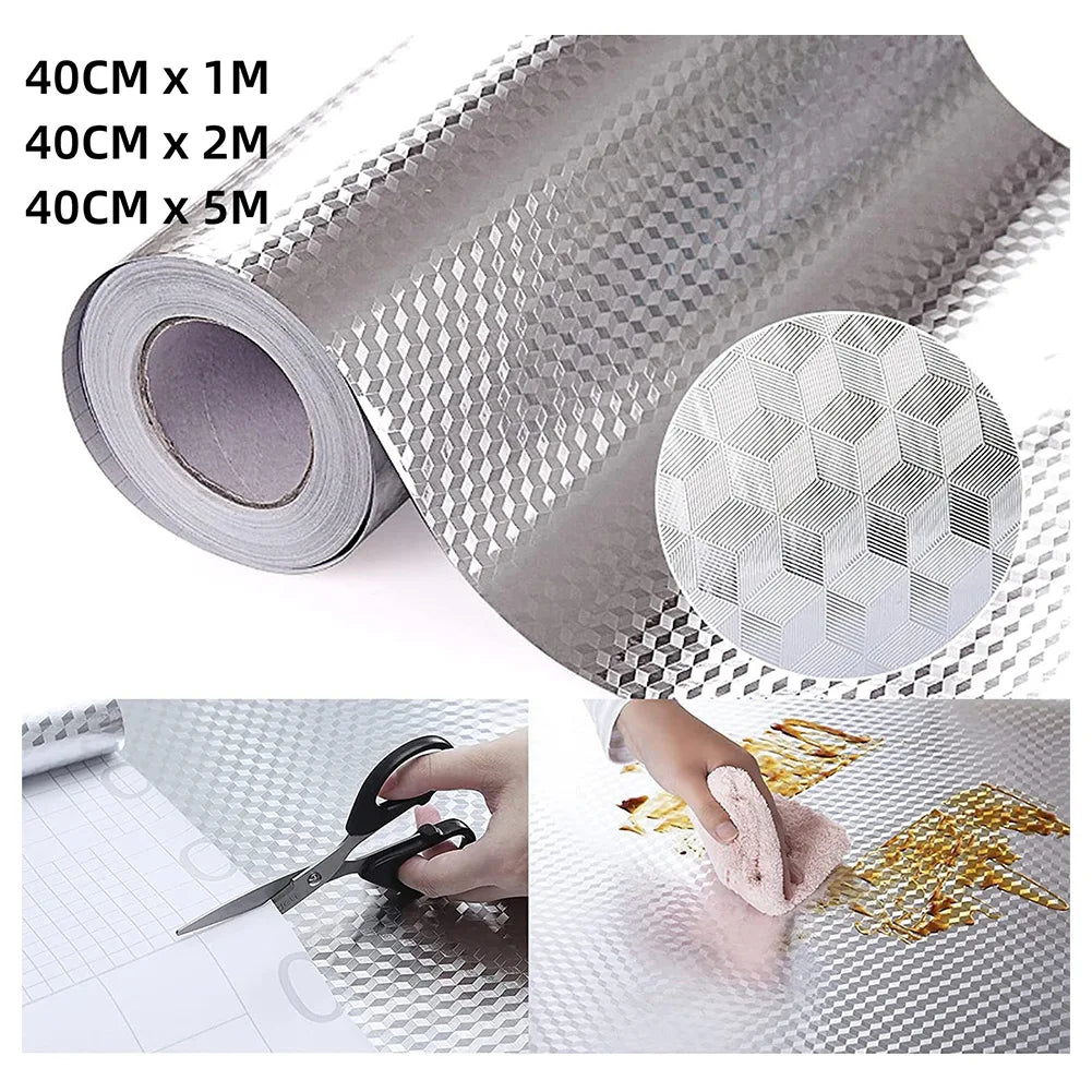 5/2/1M Modern Kitchen Oil-proof Self Adhesives Stickers High-temperature Aluminum Foil Gas Stove Cabinet Contact Sticke-HomeDecorDecals_com