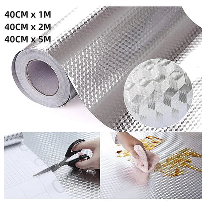 5/2/1M Modern Kitchen Oil-proof Self Adhesives Stickers High-temperature Aluminum Foil Gas Stove Cabinet Contact Sticke-HomeDecorDecals_com