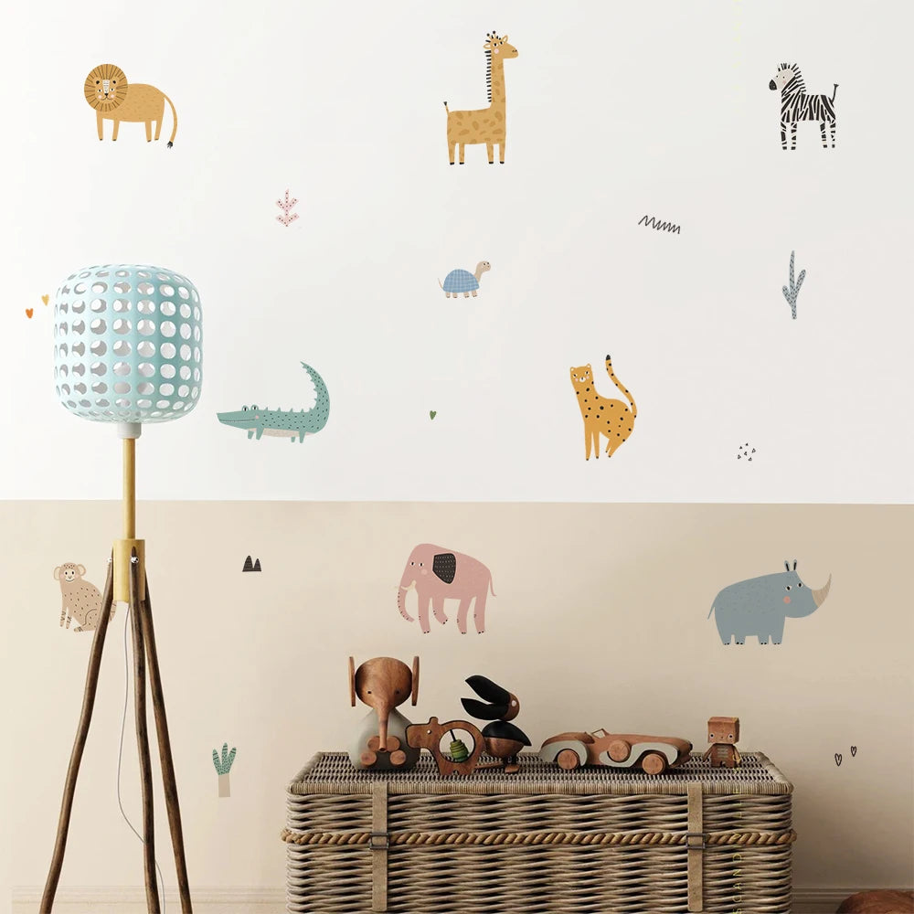 Additional view of Cartoon Safari Animals Wall Decal | Room Decor by HomeDecorDecals.