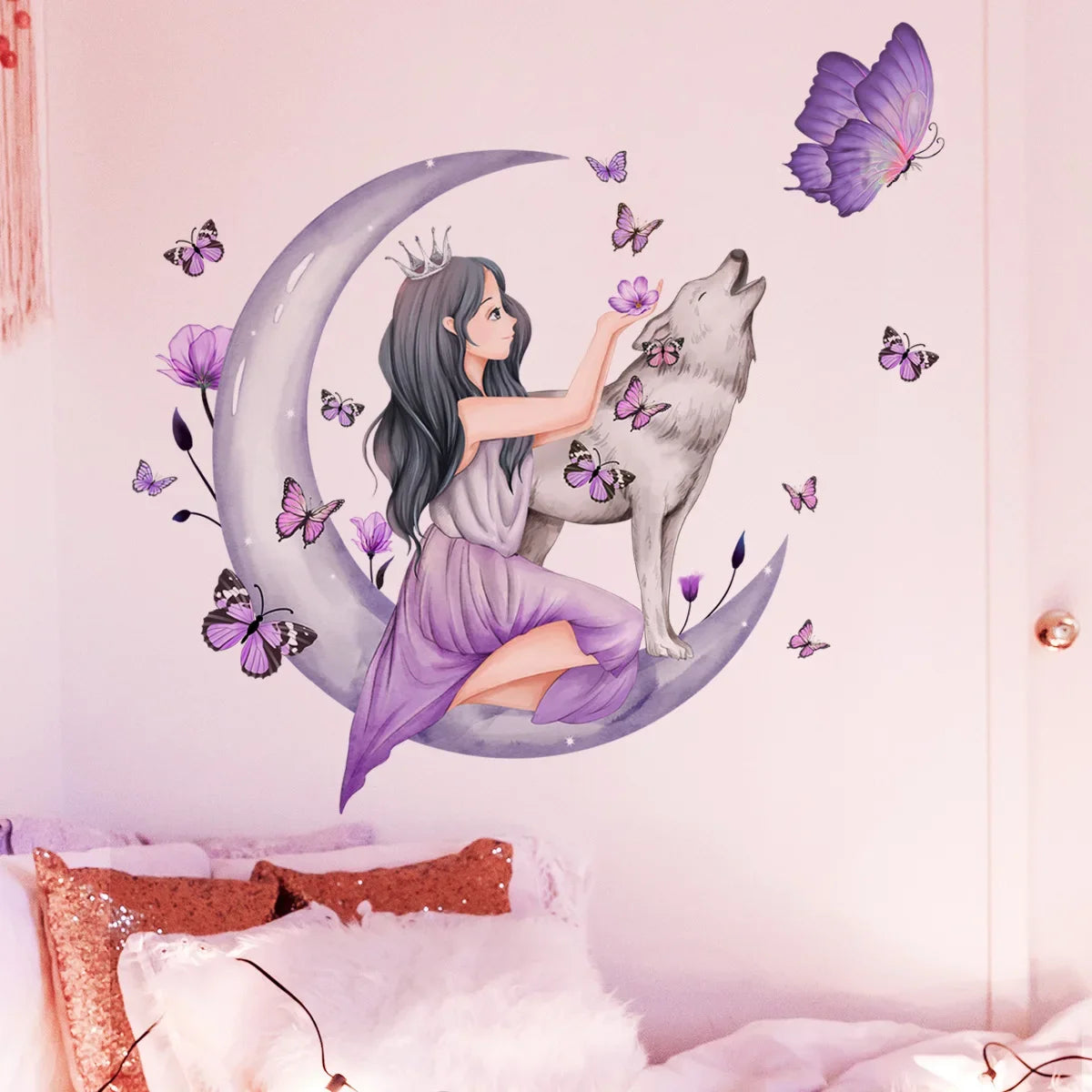 Cute Butterfly girl flower living room decorative stickers Girl Room Children bedroom background wall decorative wall stickers-HomeDecorDecals_com