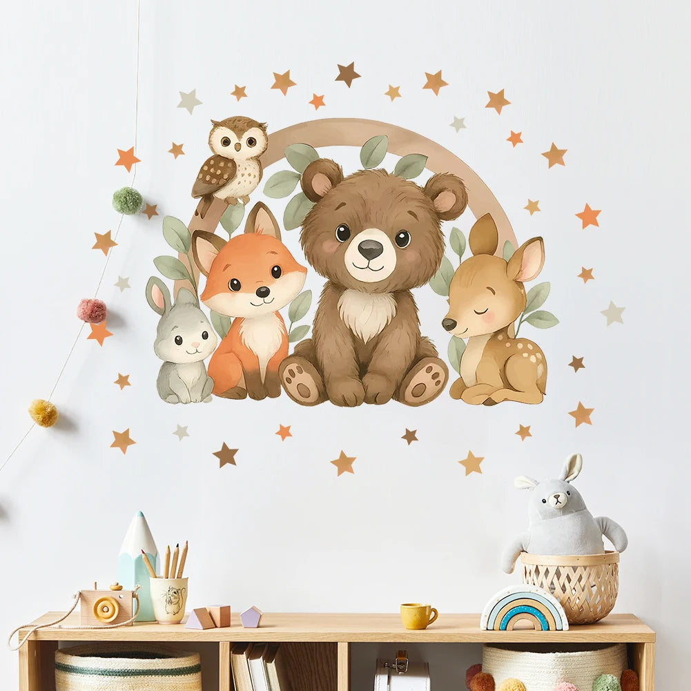 Forest Animal Wall Stickers For Children's Rooms Children's Wall Stickers For Boys Daycare Room Decorations Cartoon Animal-HomeDecorDecals_com
