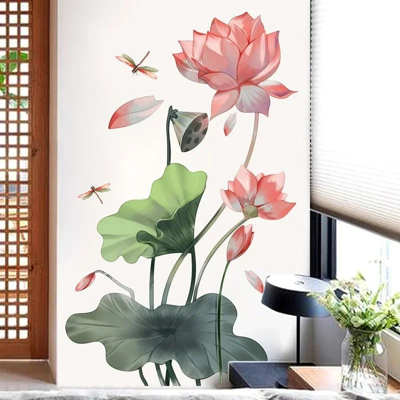 Lotus and Dragonfly Wall Decal | Home Decor home decor design by HomeDecorDecals.