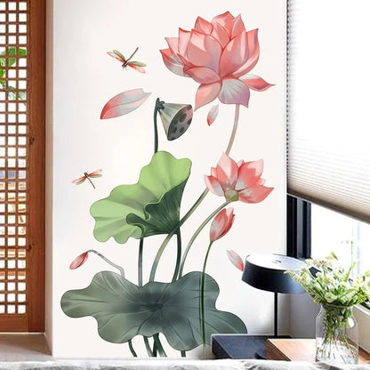 Lotus and Dragonfly Wall Decal | Home Decor home decor design by HomeDecorDecals.