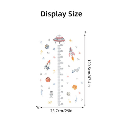 Cartoon Planet Airship Rocket Height Sticker for Wall Living Room Decoration Bedroom Kids Room Home Decor Accessories Wall Decal-HomeDecorDecals_com