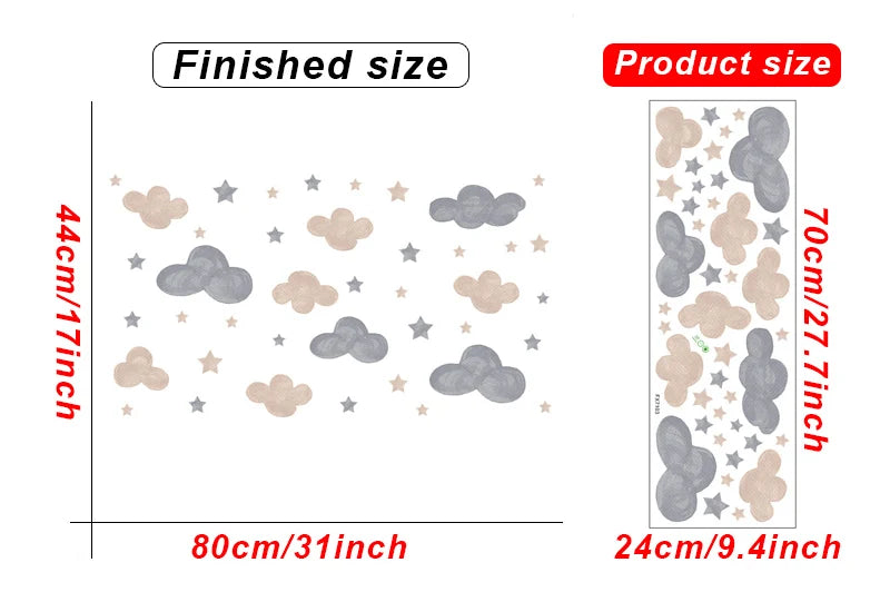 Cloud Stars Removable Wall Stickers for Kids Room Decor Art Nursery Baby Bedroom PVC Decals Self-adhesive DIY Posters Home Mural-HomeDecorDecals_com