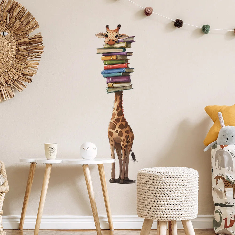 Cartoon Giraffe Book Wall Decal | Room Decor displayed in room decor by HomeDecorDecals.