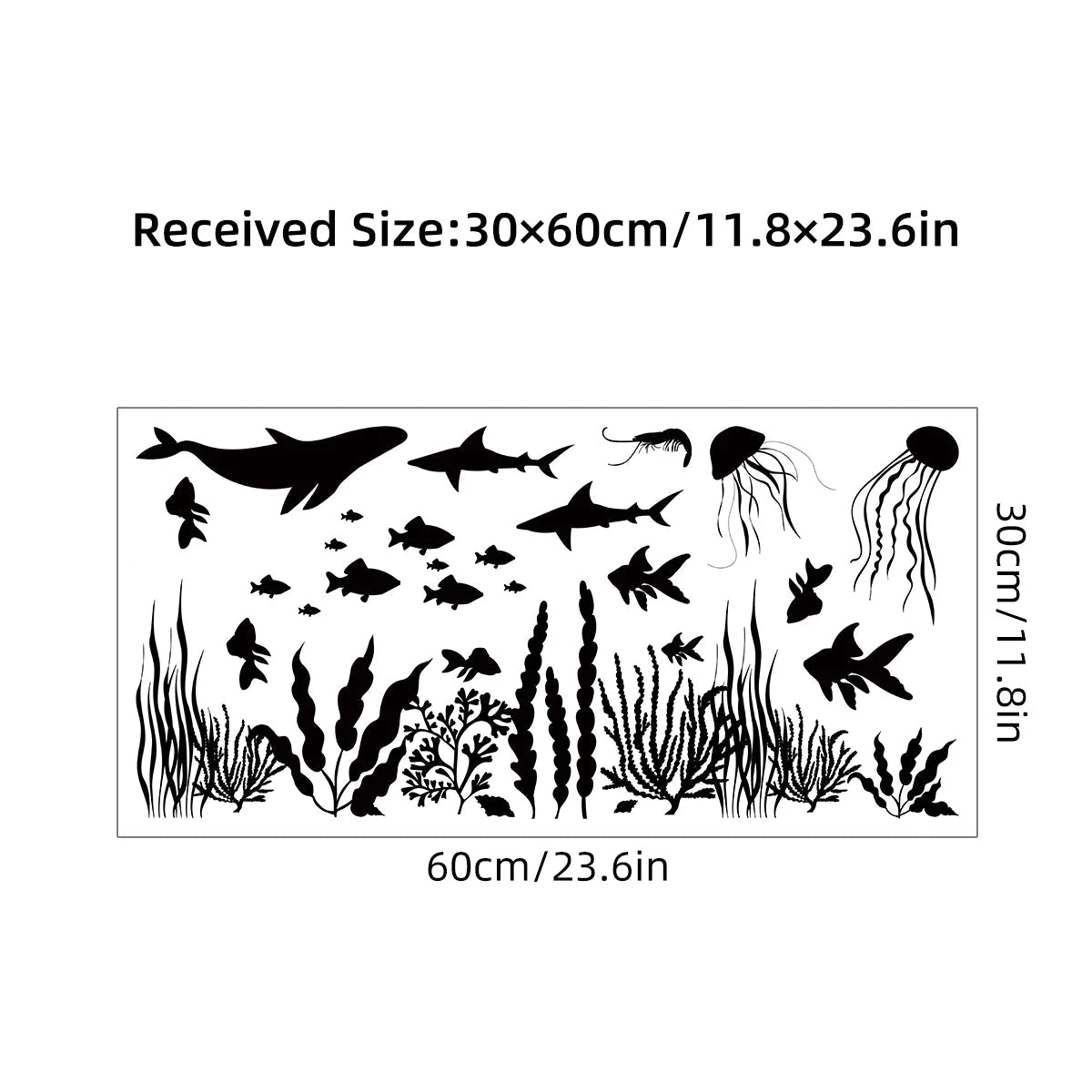 1Pc Marine Animals and Fish Silhouette Wall Stickers for Children's Room Decor Bedroom Wall Decals Kids Living Room Decoration-HomeDecorDecals_com