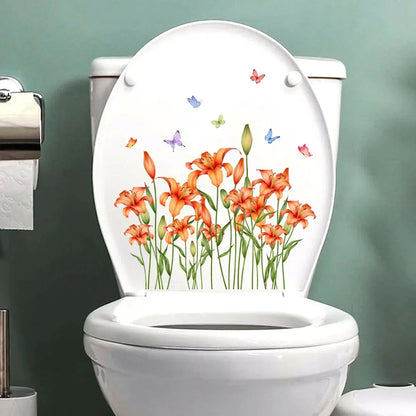 Plant Leaves Wall Sticker Toilet Sticker WC Self Adhesive Mural Beautify Flower Home Decoration Decals Refrigerator sticker-HomeDecorDecals_com