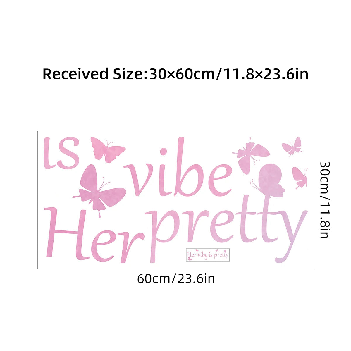 Additional view of Pink "Her Vibe Is Pretty" Text Wall Decal | Room Decor by HomeDecorDecals.