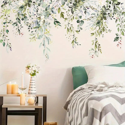 Close-up view of Watercolour Flower Plant Vine Wall Decal | Home Decor by HomeDecorDecals.