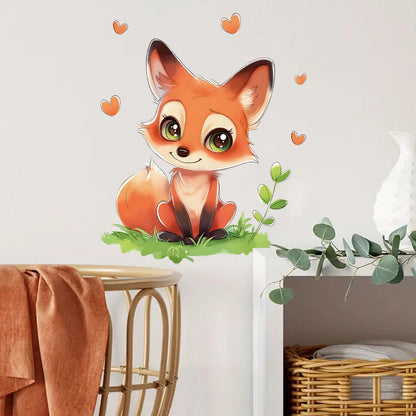 1pcs PVC Cartoon Cute Fox Wall Stickers for Kids Room Decor Bedroom Decoration Children Home Removable Wall Decals Nursery-HomeDecorDecals_com