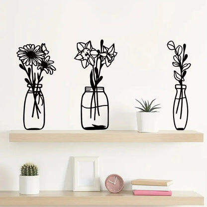 Close-up view of Line Flower Vase Pattern Wall Decal | Home Decor by HomeDecorDecals.