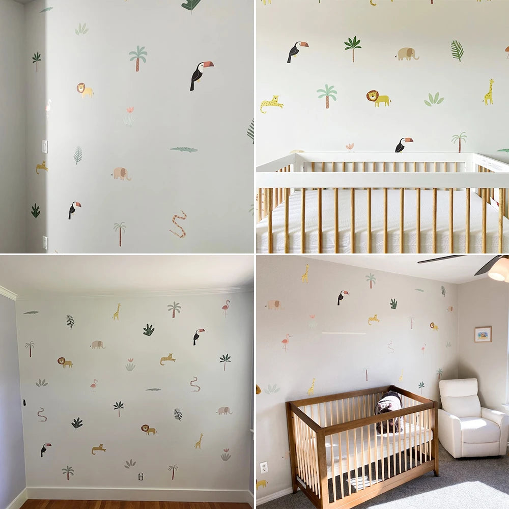 Alternative angle of Cartoon Safari Animals Wall Decal | Room Decor by HomeDecorDecals.