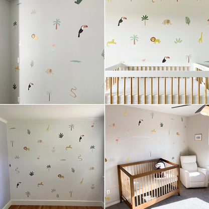 Alternative angle of Cartoon Safari Animals Wall Decal | Room Decor by HomeDecorDecals.