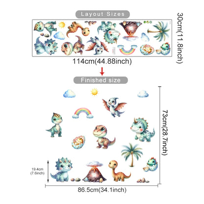 Cartoon Cute Dinosaur Wall Stickers for Children Room Boy Kids Room Living Room Nursery Background Decoration Wall Decals-HomeDecorDecals_com