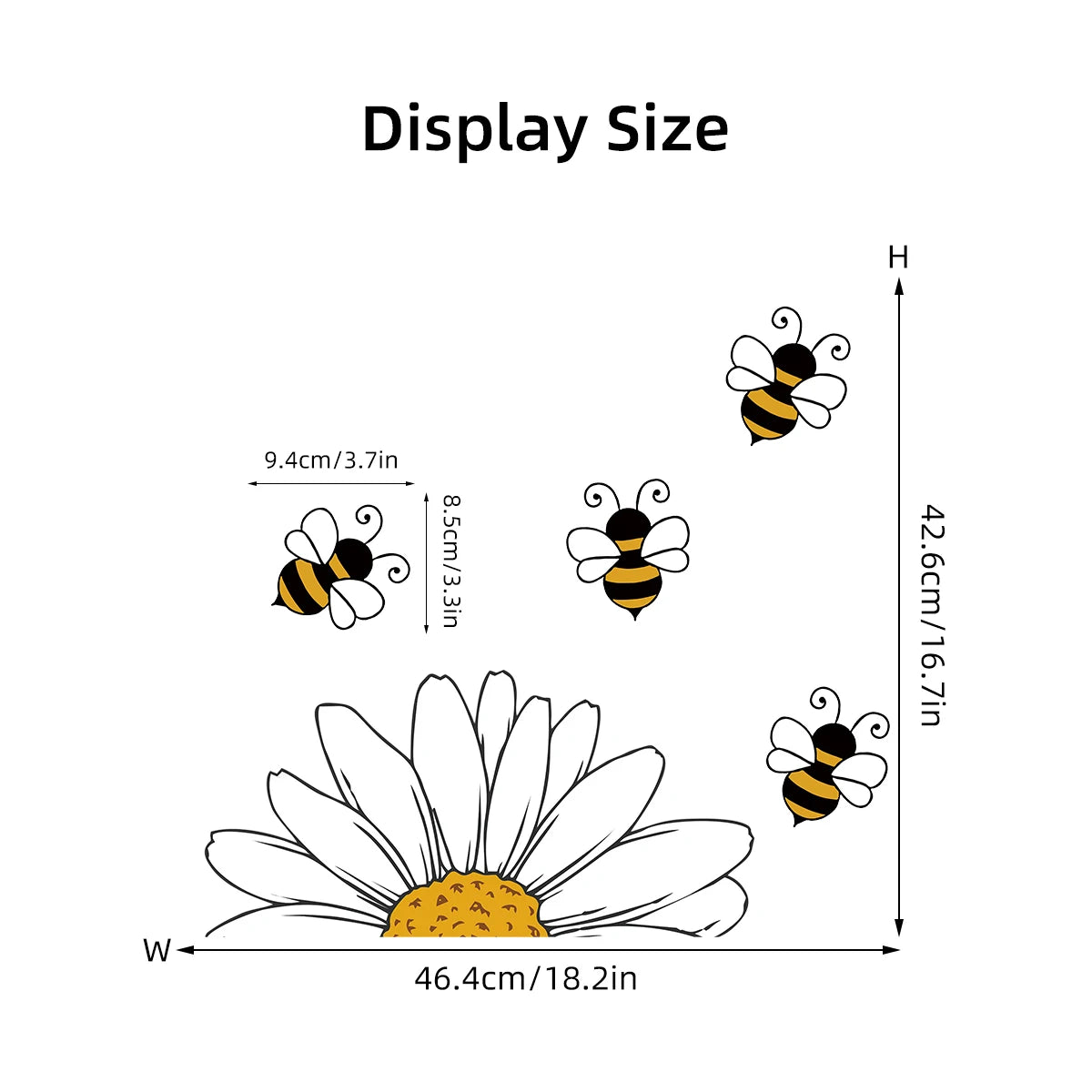 Cartoon Bee and Sunflower Pattern Wall Decal | Home Decor displayed in room decor by HomeDecorDecals.