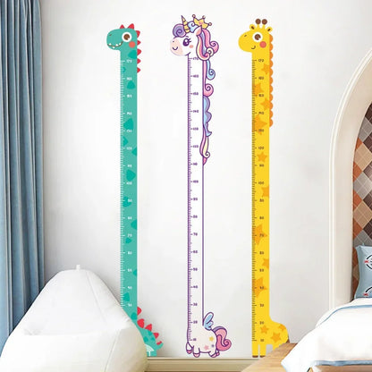 Children Growth Height Ruler Sticker To Measure And Record Kids Height With Unicorn Dinosaur Giraffe Cartoon Nursery Decor-HomeDecorDecals_com