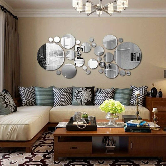 3D Acrylic Round Mirror Wall Decal | Home Decor removable peel and stick wall decal by HomeDecorDecals.