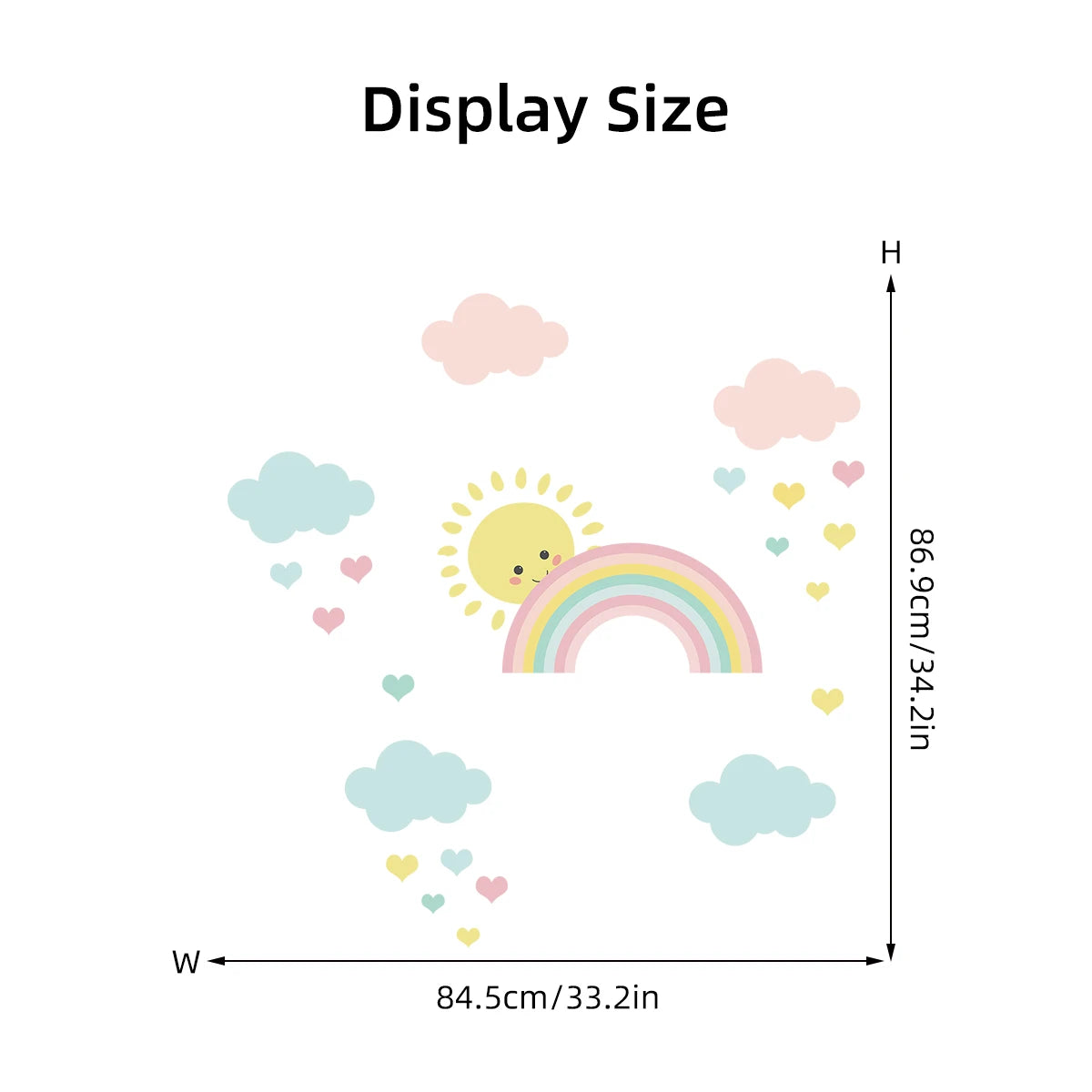 1pcs Cartoon Cute Clouds Rainbow Sun Removable Wall Stickers for Nursery Children Room Decoration Background Wall Decals Decor-HomeDecorDecals_com