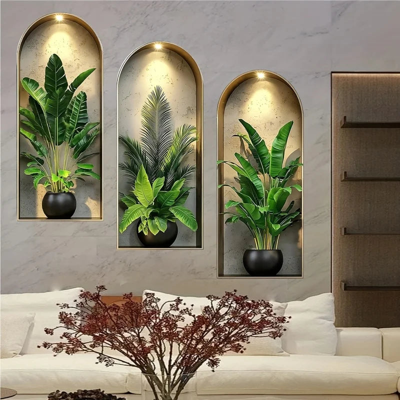 3D Watercolor Potted Plant Wall Stickers PVC-HomeDecorDecals_com