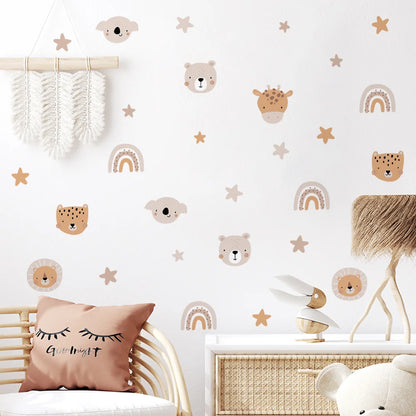 Cartoon Rainbow Bear Animals and Star Wall Decal | Home Decor by HomeDecorDecals.