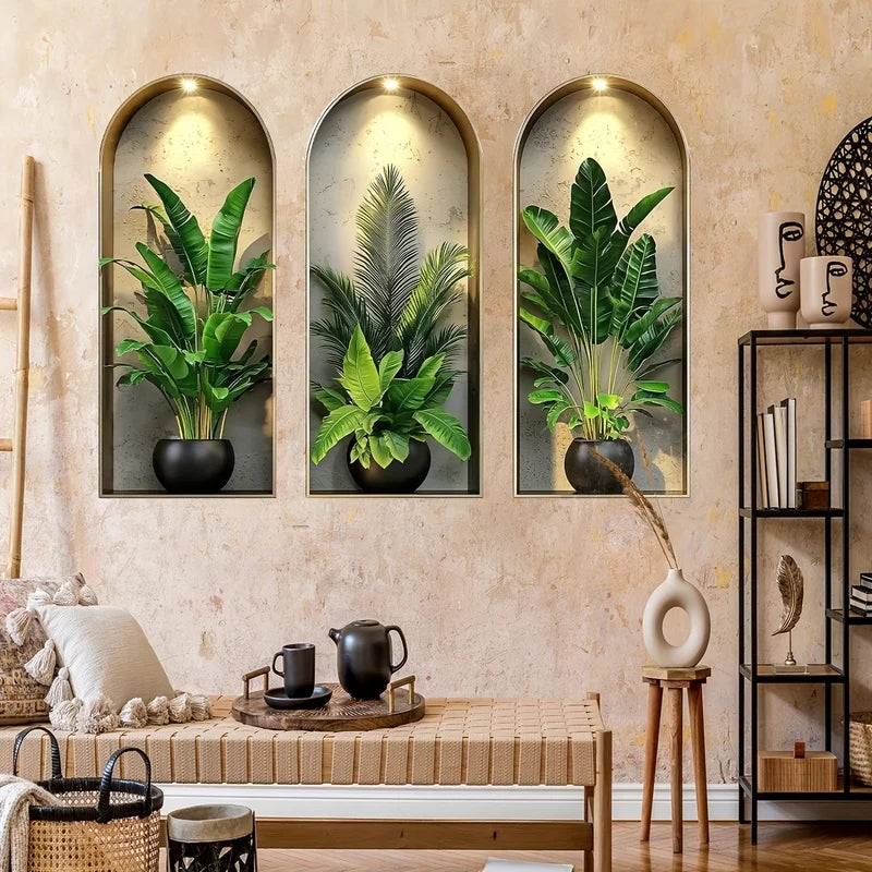3D Watercolor Potted Plant Wall Stickers PVC-HomeDecorDecals_com