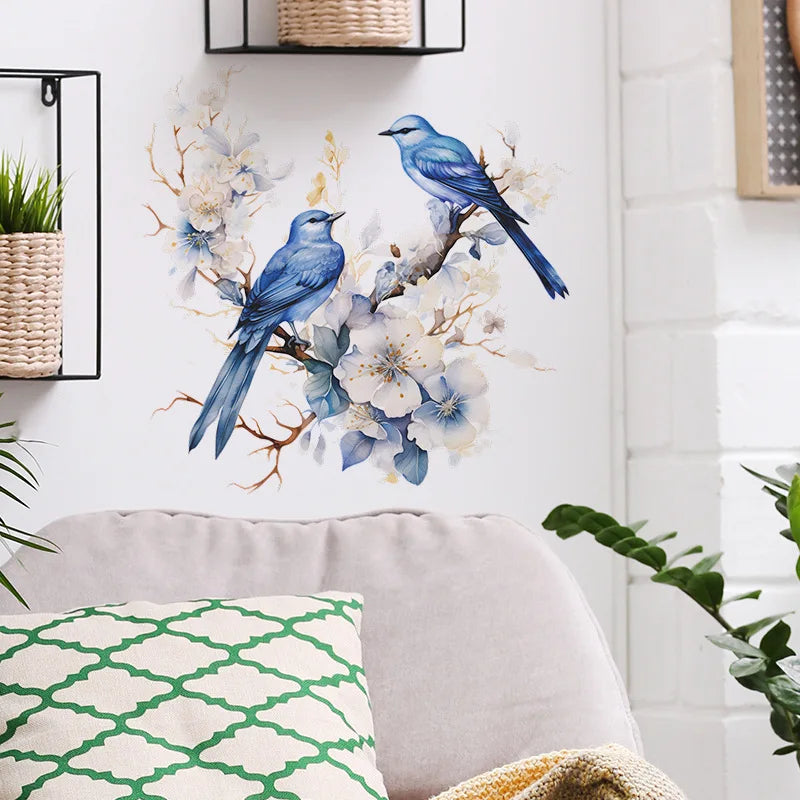 Branches Flower and Birds Wall Decal | Home Decor removable peel and stick wall decal by HomeDecorDecals.