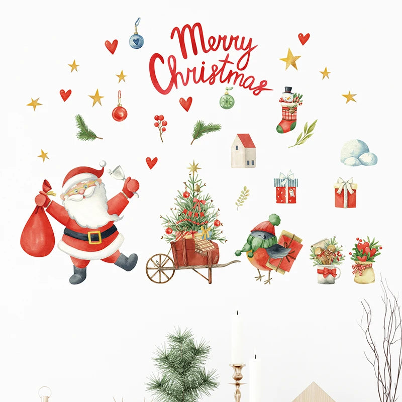 Close-up view of Christmas Red Santa Claus Flower Wall Decal | Home Decor by HomeDecorDecals.