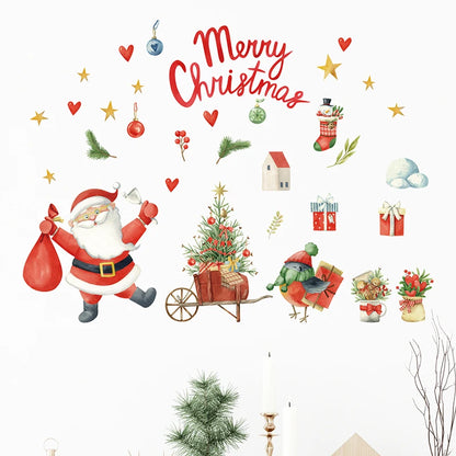 Close-up view of Christmas Red Santa Claus Flower Wall Decal | Home Decor by HomeDecorDecals.