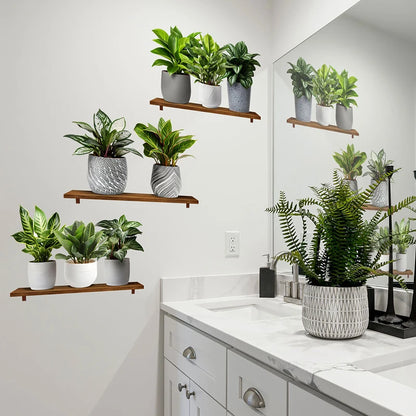 3Pcs/Set Fake Green Plants Potted Plant 3D Wall Stickers Waterproof Self Adhesive Decals Living Room Study Office Decor-HomeDecorDecals_com