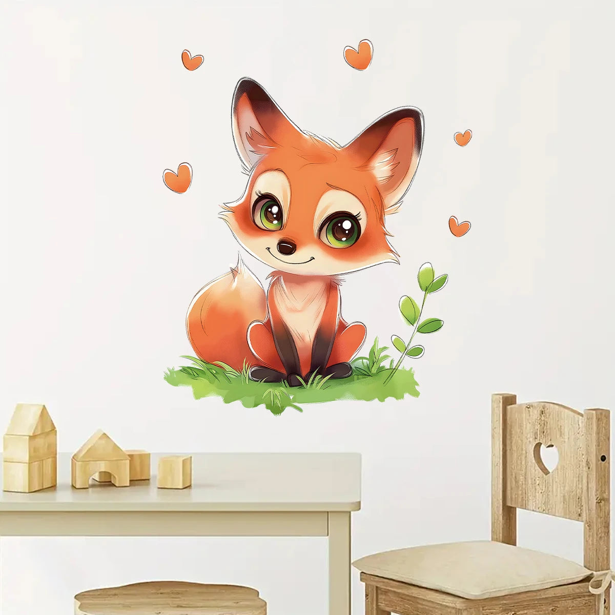 1pcs PVC Cartoon Cute Fox Wall Stickers for Kids Room Decor Bedroom Decoration Children Home Removable Wall Decals Nursery-HomeDecorDecals_com