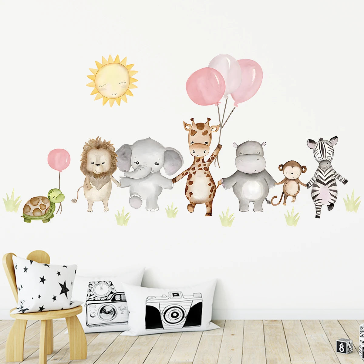 BRUP Cartoon Cute Animal Giraffe Wall Sticker Kids Room Girls Gift Boy Decoration for Bedroom Design Sweet Wallpaper Living Room-HomeDecorDecals_com