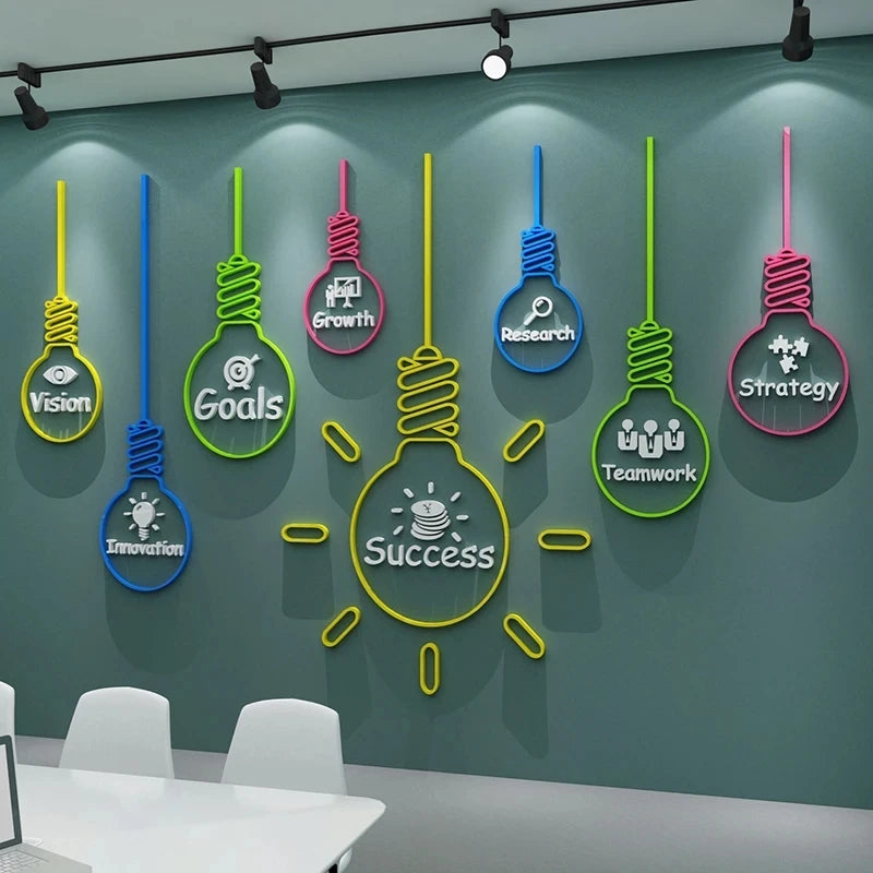 Office Wall Decor Painting 3D Stereo Acrylic Home Living Room Decor Wall Sticker Company Corporate Inspirational Wall Sticker-HomeDecorDecals_com