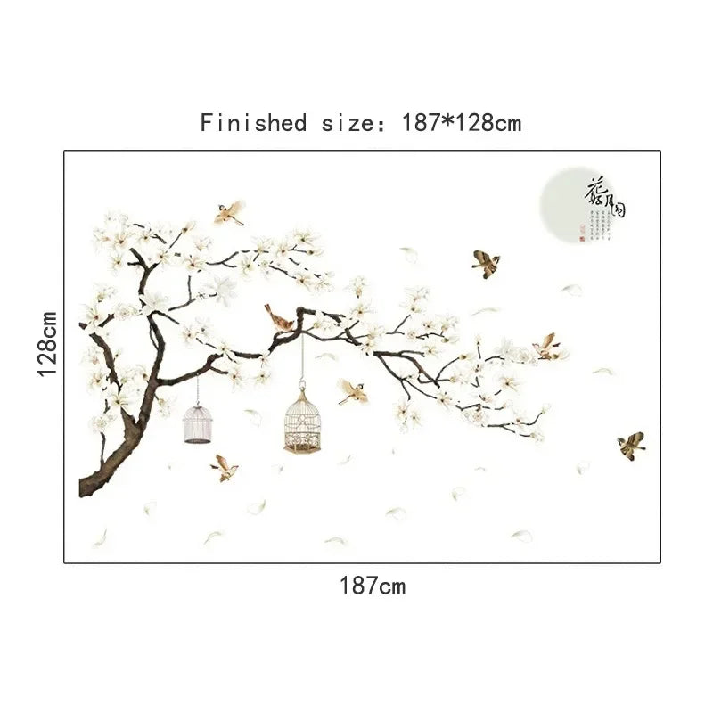 Additional view of Big Size Tree and Birds Wall Decal | Home Decor by HomeDecorDecals.