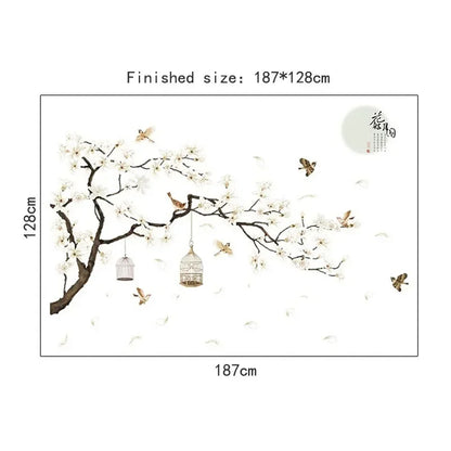 Additional view of Big Size Tree and Birds Wall Decal | Home Decor by HomeDecorDecals.