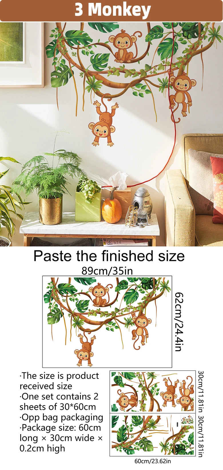 Safari Jungle Woodland Animals Wall Decals Wall Stickers for Boys Girls Baby Nursery Kids Bedroom Living Room Classroom Decor-HomeDecorDecals_com