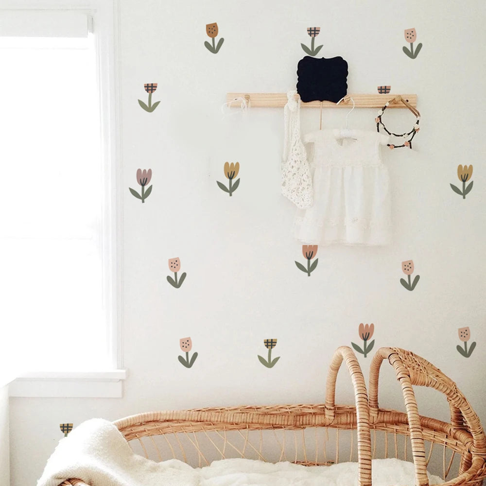 Close-up view of Waffle Tulip Flowers Wall Decal | Home Decor by HomeDecorDecals.