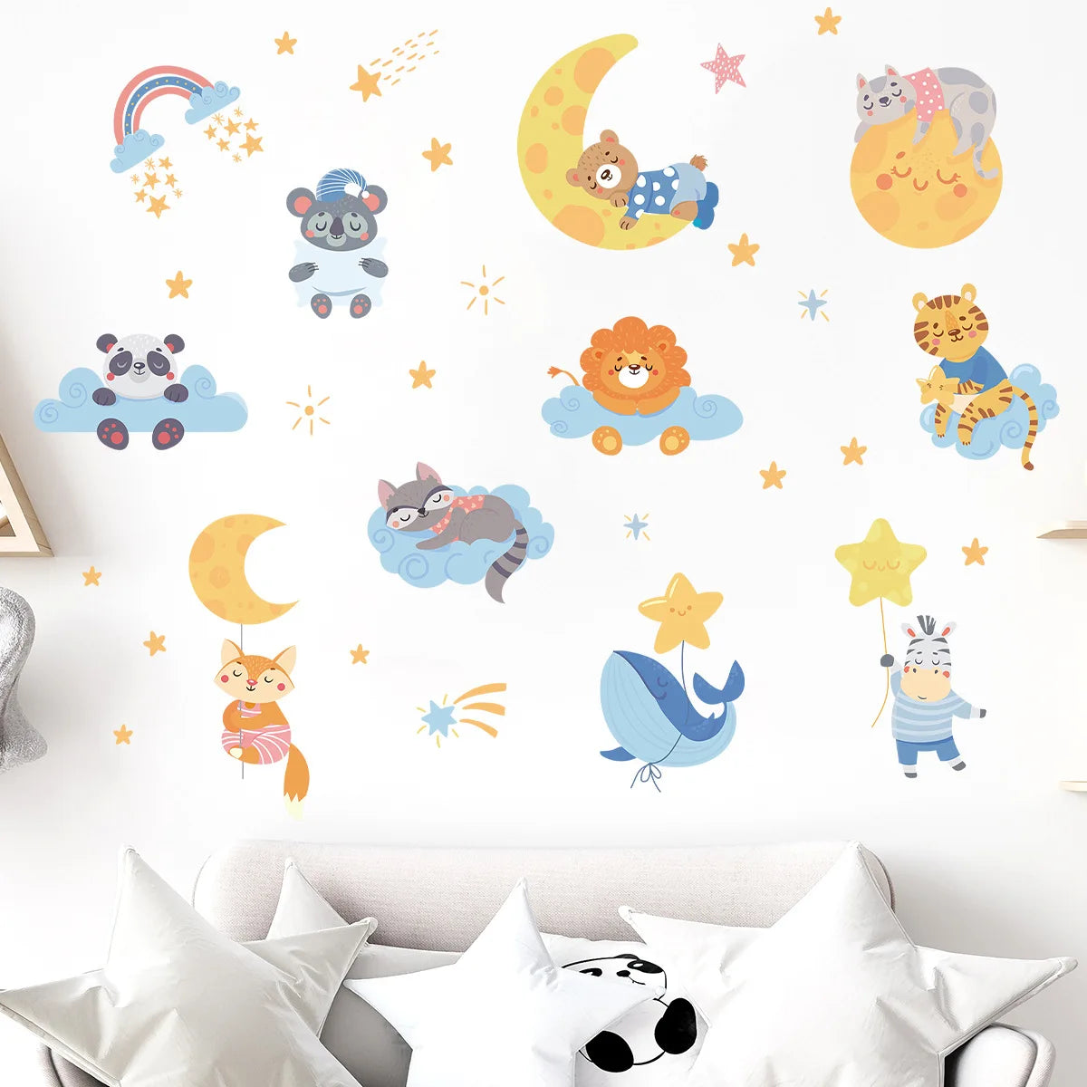 Children's Room Wall Stickers Cartoon Animals on Train Airplane Hot Air Balloon Wall Decals Baby Nursary Kindergarten Decoration-HomeDecorDecals_com