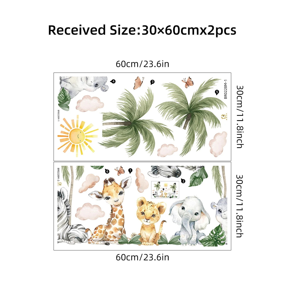 African Safari Wall Stickers Lion, Elephant and Giraffe-HomeDecorDecals_com