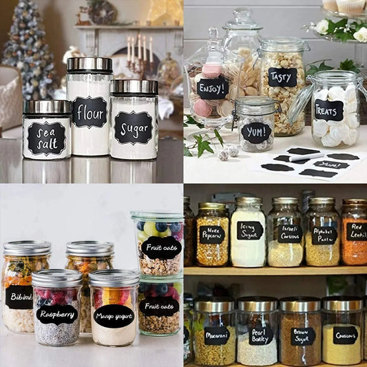 Round Black Labels for Kitchen Spice Bottle Tags | Home Decor by HomeDecorDecals.