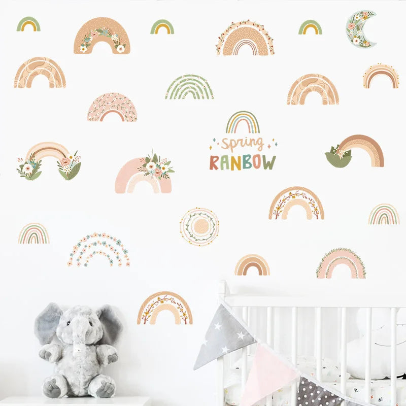 1x Cartoon Arch Rainbow DIY Wall Stickers for Baby Room Kids Bedroom Nursery Window Decor Removable PVC Decals Home Pieces Mural-HomeDecorDecals_com